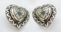 Pair Jeremiah Watt Heart White Bronze Conchos 1 3/4″ Bridle Loop Back Horse Tack