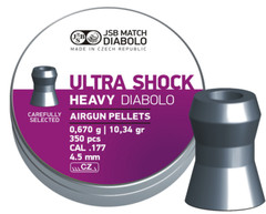 JSB Match 350 Count ULTRA SHOCK HEAVY Hollow Point 4.5mm .177 Caliber Pellets