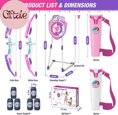 2 Pack Bow and Arrow for Kids 4-6, LED Light up Archery Set with 24 Suction Cup