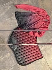 LeMieux Spectrum Dressage Saddle Pad – Red and Black Colorway with matching top