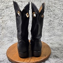 Tony Lama Mens Sz 10 Black Leather Western Mid Calf Cowboy Pull On BiuRite Boots