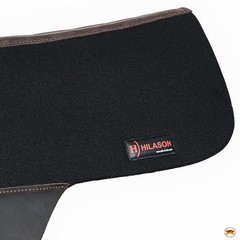 Hilason Western Wool Felt Gel Horse Saddle Pad Grey W/ Cowhide Leather