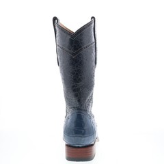 Los Altos Square Toe Caiman Belly Boot Mens Blue Wide Cowboy Western Boots