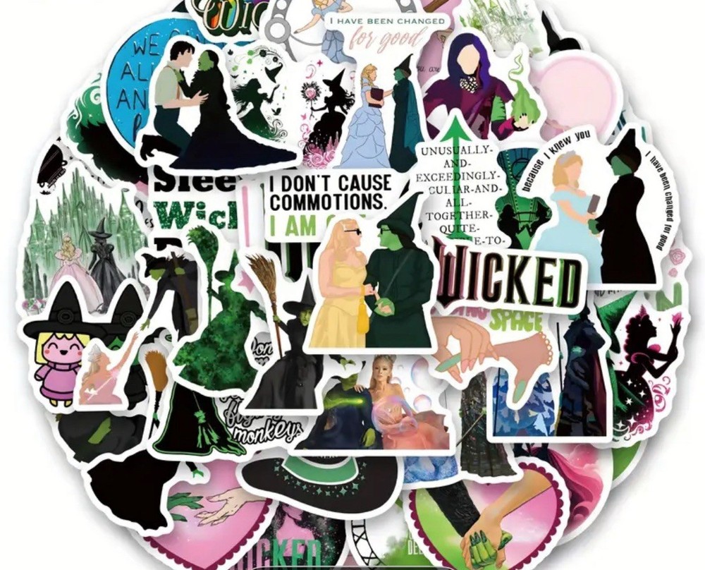25 Piece Mix Lot 2” Wicked Oz Witch Elphaba Stickers, Random Mix, Vinyl, Decals