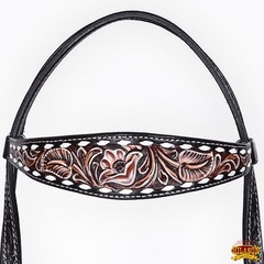 Western Headstall and Breast Collar Set HILASON Tooled Leather Horse Bridle Tack