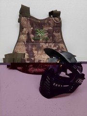 Tippmann Model 98 Custom Paintball Gun Marker Bundle. Flatline Barrel Mask Vest