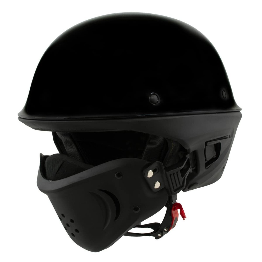 Milwaukee Helmets Mph9831Dot Rascal 3/4 Open Face Gloss Black 2 In 1 Motorcycle