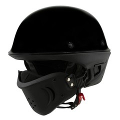 Milwaukee Helmets Mph9831Dot Rascal 3/4 Open Face Gloss Black 2 In 1 Motorcycle