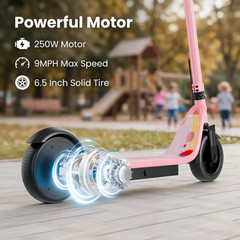 N65 Foldable Electric Scooter Kids & Teens 250W 9MPH Pink UL2272 6.5″ Tires