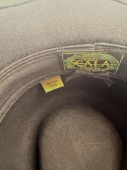 Scala Classico Black 100% Wool Felt Fedora Hat Medium Genuine Leather Band