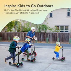 Besrey Kick Scooter 3 Wheel Scooter for 2-10 Years Girls and Boys,Black