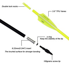 Pointdo 30inch Carbon Arrow Fluorescence Color Targeting Fluorescein Yellow