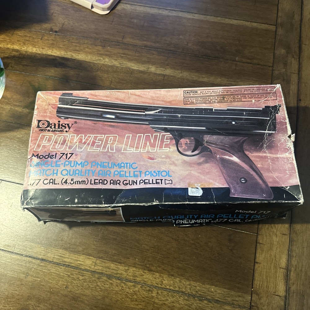 VINTAGE DAISY POWER LINE 717 AIR PISTOL ORIGINAL BOX & PAPERWORK With Steel