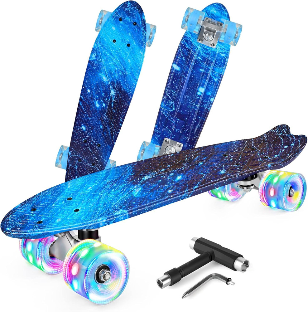 22 Inch Skateboards for Kids, Cruiser Skateboard for Beginners Girls Boys Teens