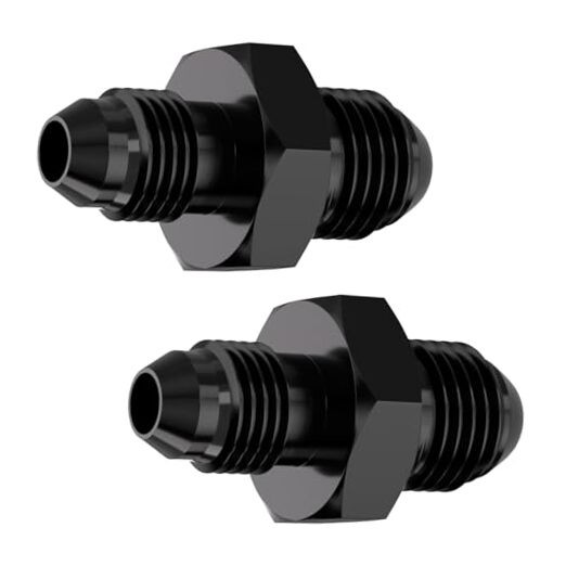 AN4 Male Thread to AN3 Flare Straight Fitting, Aluminum Alloy Black, AN4 to AN3
