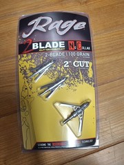 SEALED Rage 2 Blade 100 Grain Cut-On-Contact No Collar Broadhead 3 Pack
