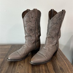 Tony Lama Western Boots Gray Leather Embroidered Pointed Toe 11.5D 62080