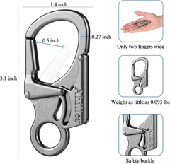 Carabiner Clip, Double Anti-Misopening Locking Design, 3″ Zinc Alloy Heavy Keych