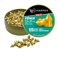 HARPEX Fenix 125 Count GOLD COATED Pointed 5.5mm .22 Caliber Airgun Pellets