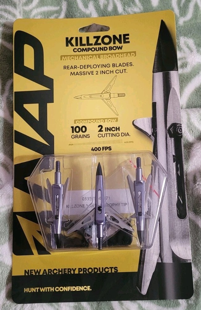 NAP Killzone Mechanical Broadhead 2 Blades 100 Grains 2” Cutting Diameter 3 Pack