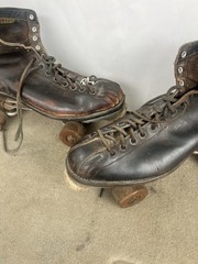 Vintage 1950s Hyde Black Leather Roller Skates – Cleveland Skate Co. – Men’s 11