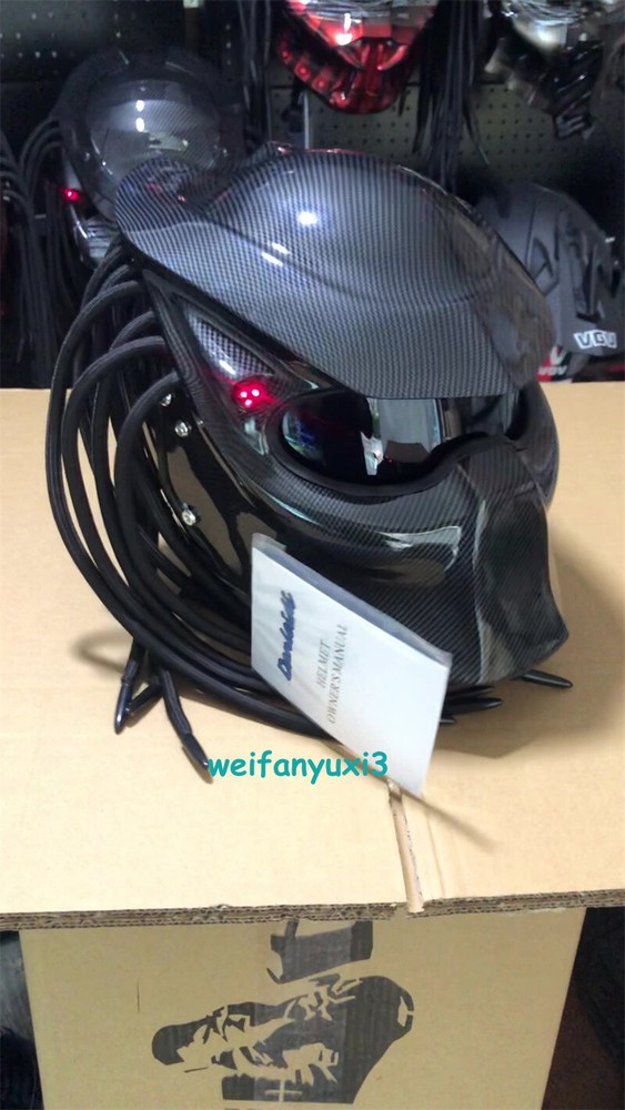 Iron Blood Warrior Helmet Predator Mask Carbon Fibre Motorcycle Headgear Riding