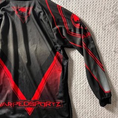 WARPED SPORTZ PAINTBALL JERSEY – ADULT SIZE EXTRA LARGE XL – BLACK /RED – OG
