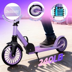 Kick Scooter for Age 6+ Kids Teens Adults, Max Load 240 LBS, Adjustable Heigh…