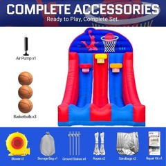 Inflatable Basketball Hoop Game 3 Balls Blower Backyard Party Commercial Sport