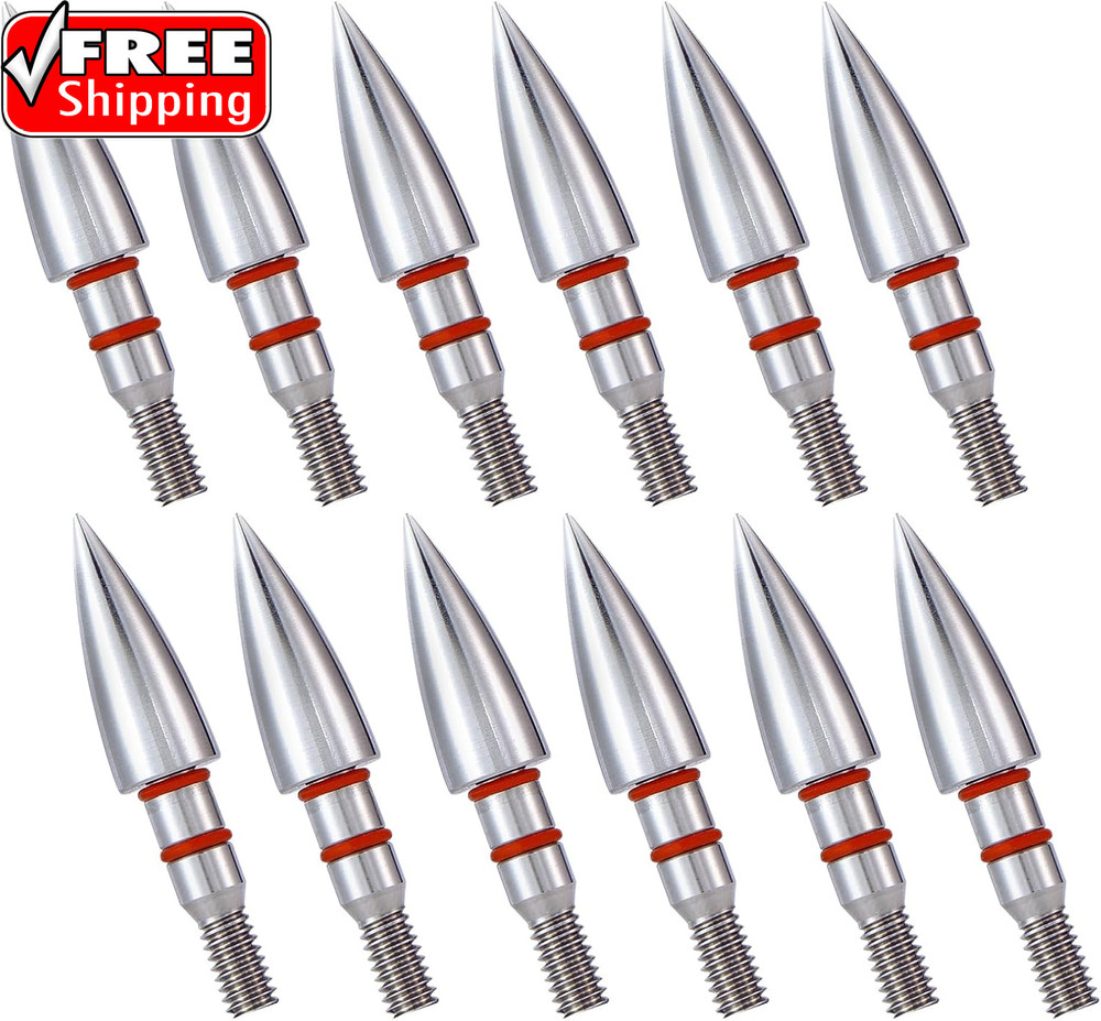 12Pcs Archery Field Points, 100/125/150/300 Grain Field Points, Screw-In Archery