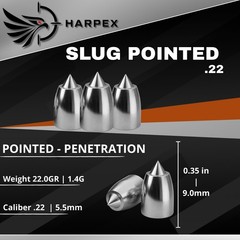 Harpex Slug Pointed .22 Cal Airgun pellets – Pointed Lead – High accuracy