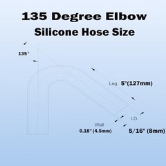 Automotive Silicone Tubing, ID 5/16″ (8mm) 135 Degree ID: 5/16″ (8mm) Black