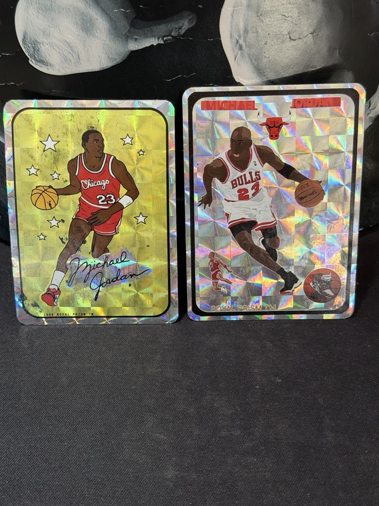 1988 Royal Prism Jewel Michael Jordan Gold Large Square Vending Sticker STAINS