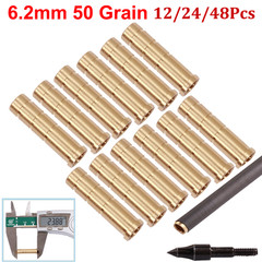 12Pcs 50Grain Heavy Weight Arrow Brass Inserts Base Archery ID6.2mm Arrow Shaft