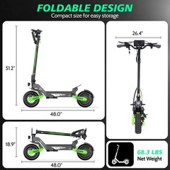 1200W Electric Scooter Adult 30MPH 40Mile Offroad Foldable All Terrain E-Scooter