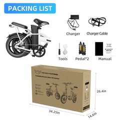 Windhorse W2A Folding Electric Bike 16in 630W 25MPH 35Mi 36V 8Ah