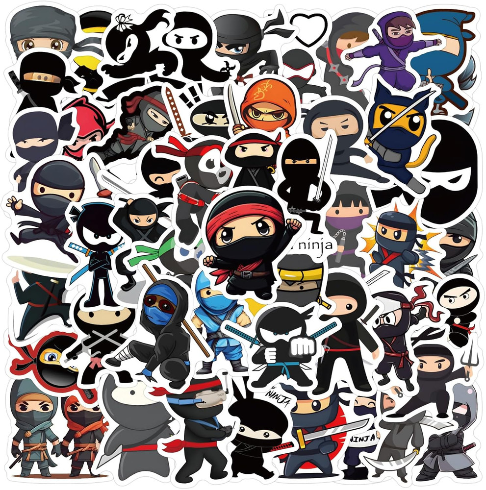 60 Pcs Ninja Stickers for Water Bottles, Laptops, Phones, Party Supplies