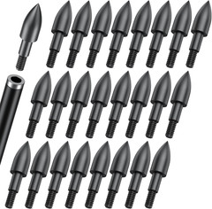24pcs 5/16″ 125 Grain Steel Archery Field Tips Screw-In Points Compound Bows