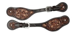 Circle Y Women Floral Filigree Spur Straps Leather Multi-Tone Tooled X0718-4001