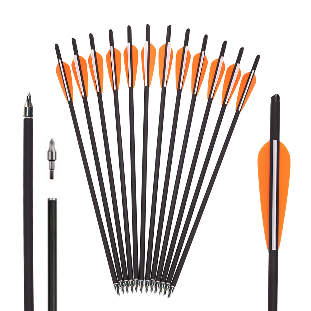 12Pcs 20 INCH Crossbow Bolts OD 8.8mm Carbon Crossbow Archery Arrows Screw Tips