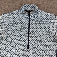 Kerrits Aire Ice Fil Riding Shirt 1/4 Zip Horseshoe Print Blue Womens Small S *