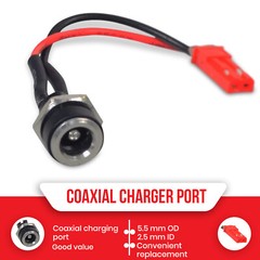 Coaxial 5.5 mm OD, 2.5 mm ID Charger Port fits GOTRAX GXL V2, XR Elite and Rival