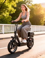 14″ Adults Electric Scooter with Seat 1000W 45 Miles Foldable E-Scooter for Pets