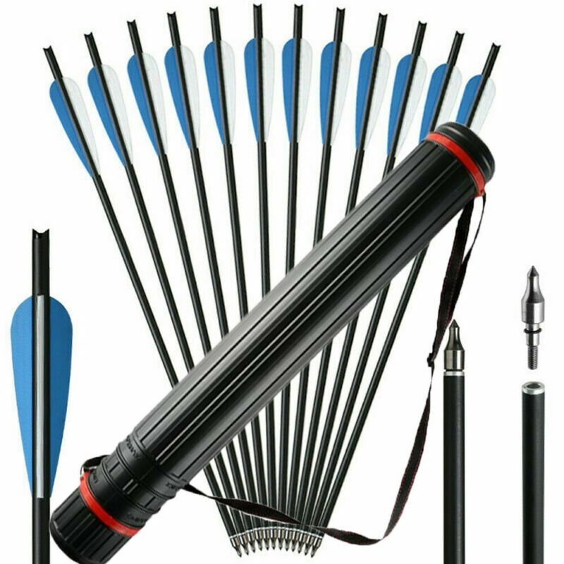 12x 17″ 20″ 22″ Carbon Arrows Crossbow Bolts for Crossbow Hunting Archery Quiver