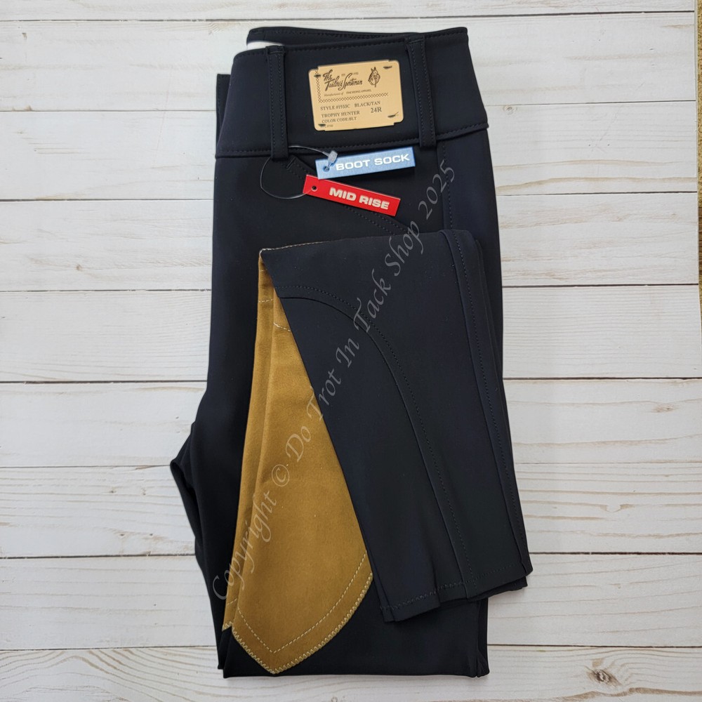 Tailored Sportsman Mid Weight Technical Breeches Clarino Patch – Black/Tan