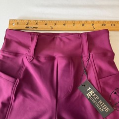 Free Ride Equestrian Pants Girls Size 10-11 Raspberry Lux Knee Patch Breech