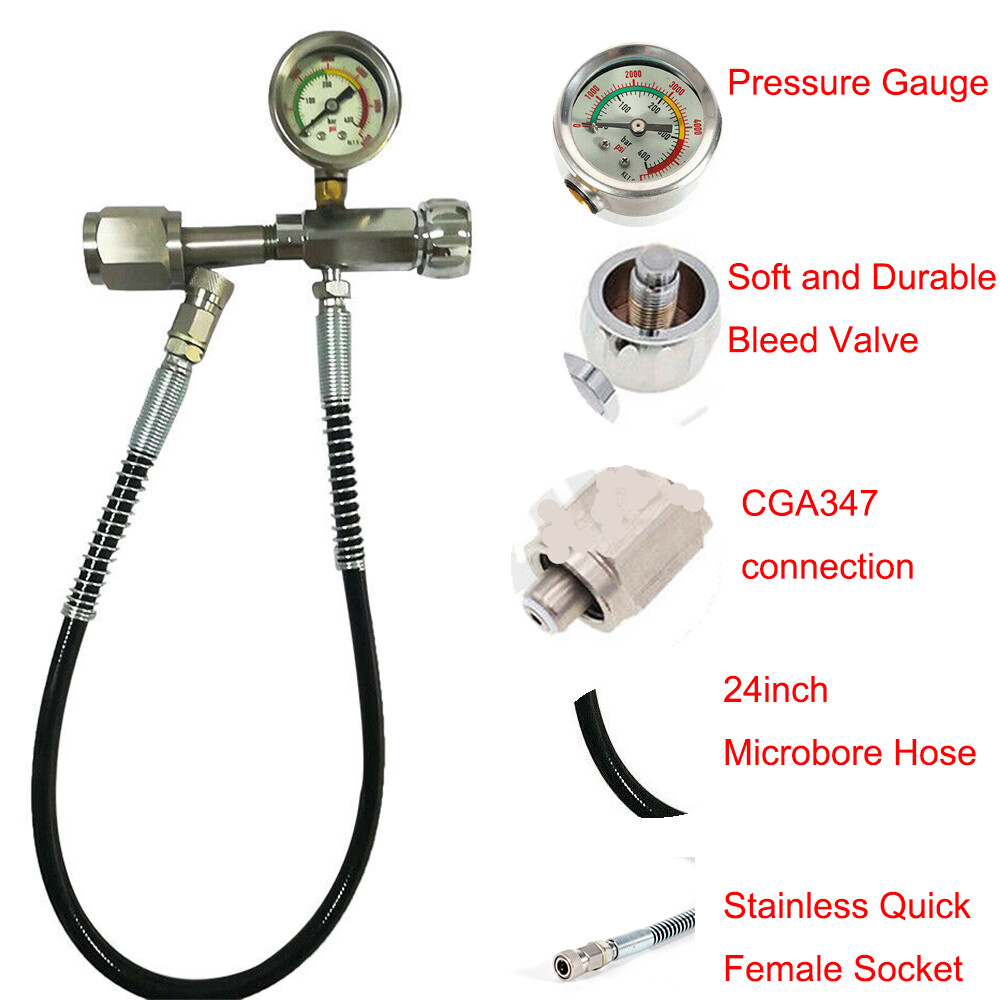CGA347 Fill Station Kit SCBA Charging Adapter with 60cm Hose 0-6000PSI