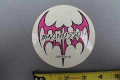 Magnusson Designs Clear Neon Pink Gothic Bat Z86A Vintage Skateboarding STICKER