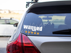 Wanted Level 1-5 Star Vinyl Decal Funny Bumper Sticker