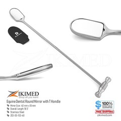 Equine Dental Examination D-Shape Mirror, Stainless Steel Length 18″ Long
